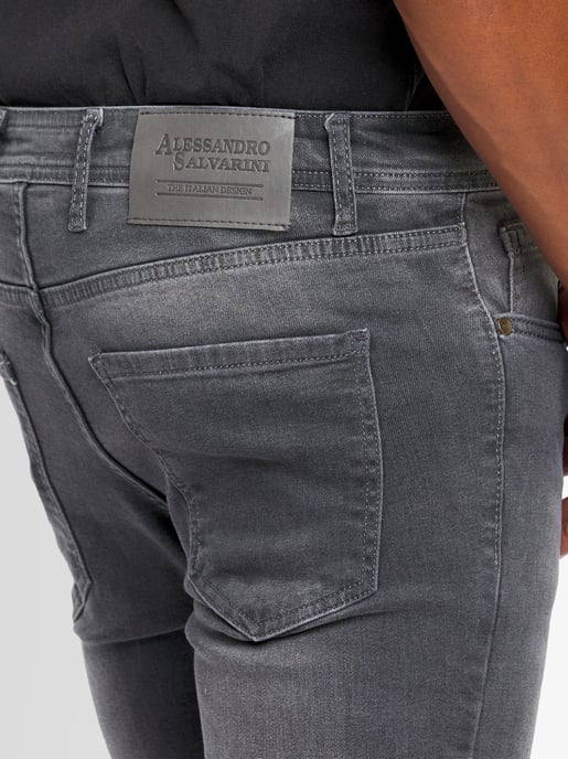 A. Salvarini Heren Jeans Slim Fit Stretch Denim 5-Pocket – Donkergrijs - Image 4
