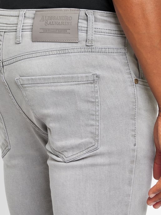 A. Salvarini Heren Jeans Slim Fit Stretch Denim 5-Pocket – Lichtgrijs - Image 4