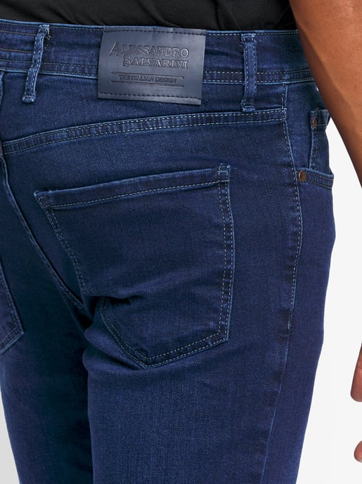 A. Salvarini Heren Jeans Slim Fit Stretch Denim 5-Pocket – Donkerblauw - Image 4
