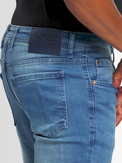 A. Salvarini Heren Jeans Slim Fit Stretch Denim 5-Pocket – Lichtblauw - Image 4