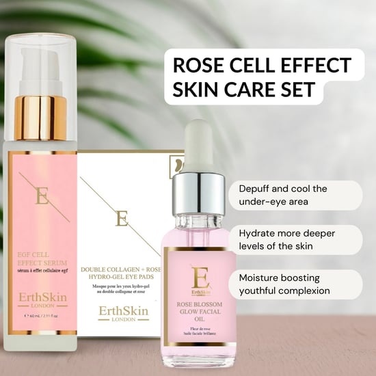 EGF CELL EFFECT SERUM 60ML + Rose Blossom Glow Facial Oil 30ml +Double Collagen + Rose Hydrogel Eye Pads 5 X 2 - Image 2