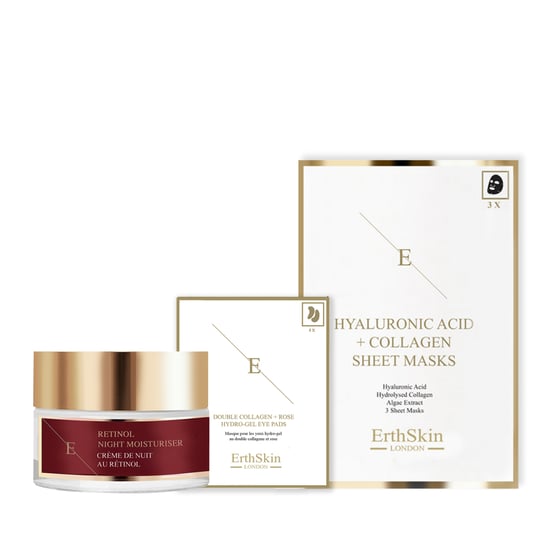 Retinol Nattfuktighetskräm 50ml + Dubbel Kollagen + Rosen Hydrogel Ögonlappar 5 X 2 + Hyaluronsyra & Kollagen Mask - 3 ark - Image 1