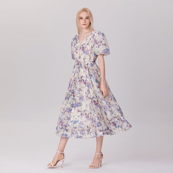 Fit-and-flare thee-organza-jurk met bloemenprint - Image 4