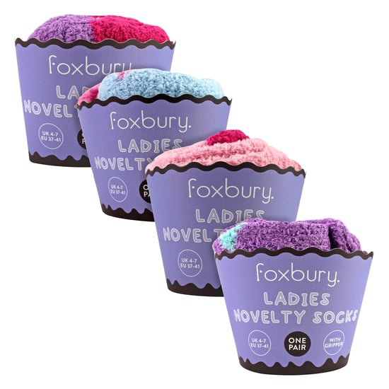 4 Pack Ladies Funny Cake Socks | Soft Fluffy Novelty Non Slip Gift Socks - Image 2
