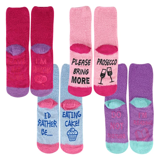 4 Pack Ladies Funny Cake Socks | Soft Fluffy Novelty Non Slip Gift Socks - Image 3