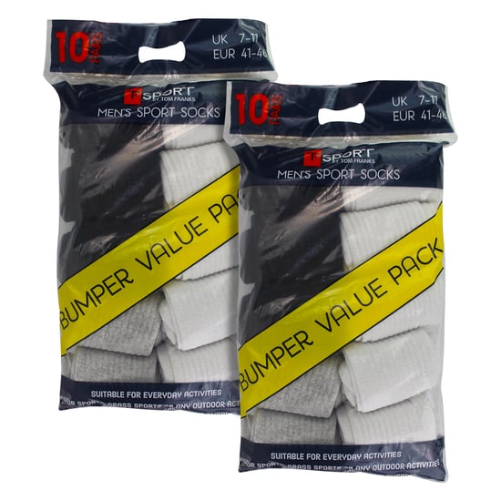 Mens 20 Pack Multipack Sport Socks | Breathable Cotton Running Socks - Image 2