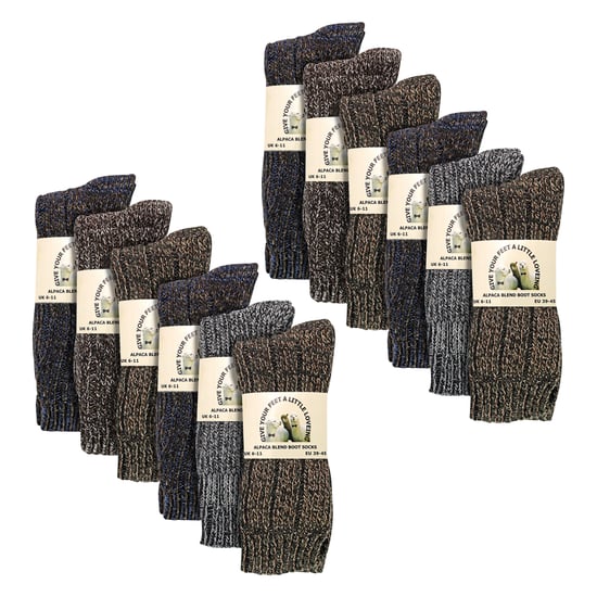 Mens 12 Pack Ribbed Alpaca Boot Socks - Image 2