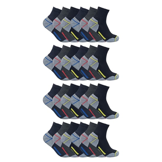 24 Pairs Mens Multipack Ultimate Cotton Rich Work Ankle Socks - Image 1