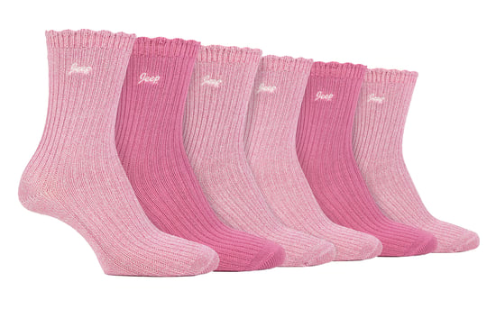 Ladies 6 Pack Bamboo Boot Socks | Cute Scalloped Top Socks - Image 1