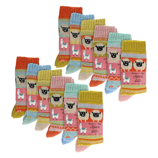 Ladies 12 Pack Alpaca Socks with Sheep Pattern - Image 2