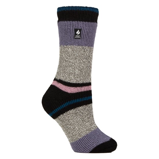 Ladies Soft Warm Winter Stripe Patterned Thermal Socks - Image 1