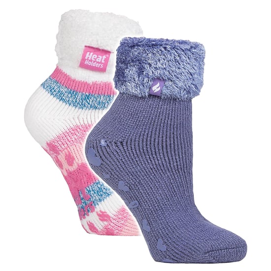 2 Pack Ladies Soft Lounge Socks with Grips - Image 1