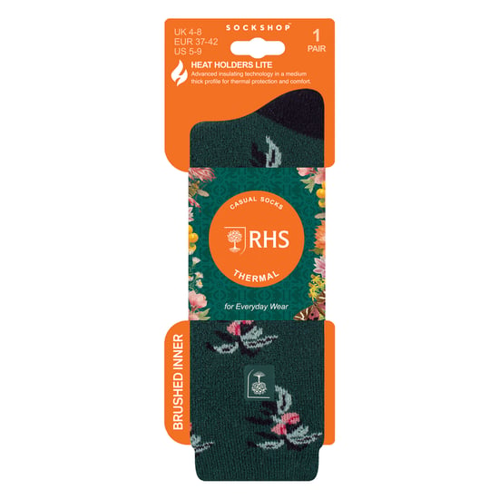 Womens Thermal Socks | Thin Floral Patterned Fleece Socks - Image 2