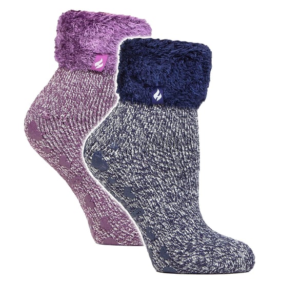 2 Pack Ladies Soft Lounge Socks with Grips - Image 1