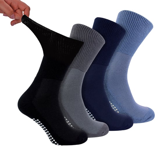 4 Pack Bamboo Diabetic Socks With Grips for Men and Women - Image 1
