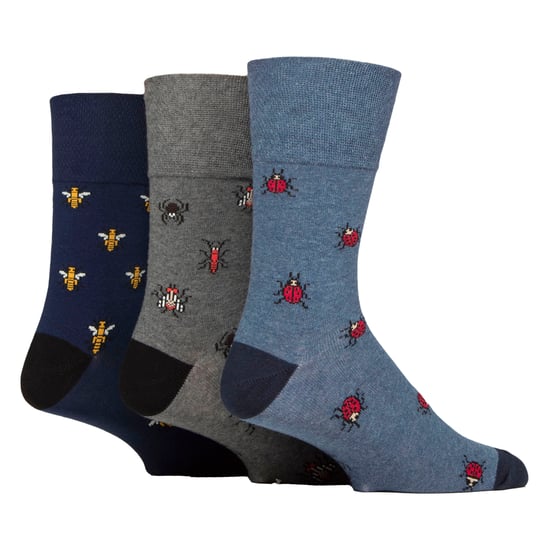 6 Pairs Mens NON ELASTIC Cotton Rich Novelty Patterned Socks - Image 3