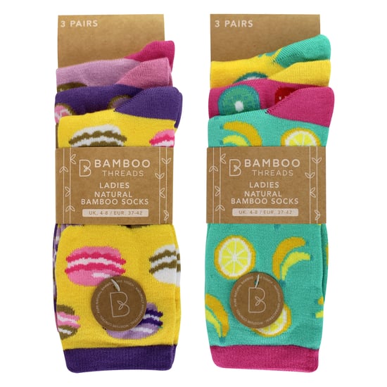 6 Pack Ladies Novelty Food Design Socks | Fun Colourful Bamboo Socks - Image 2