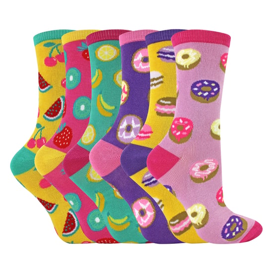 6 Pack Ladies Novelty Food Design Socks | Fun Colourful Bamboo Socks - Image 3