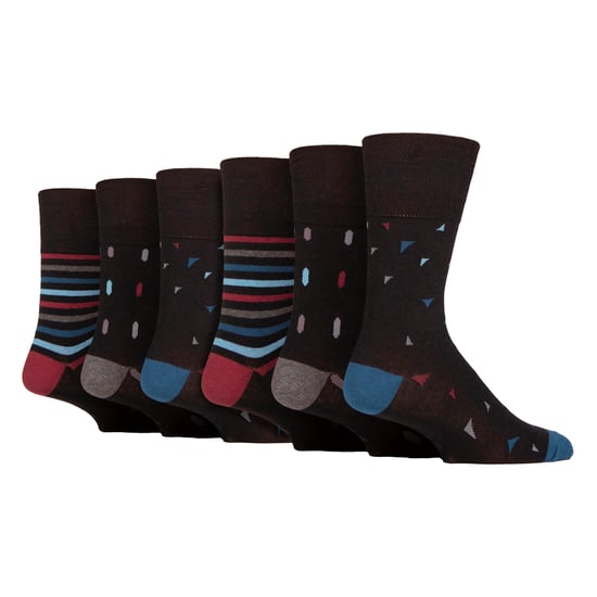 6 Pack Mens Non Elastic Square Patterned Cotton Socks for Poor Circulation - Image 1