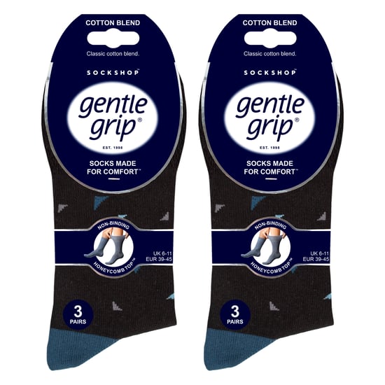 6 Pack Mens Non Elastic Square Patterned Cotton Socks for Poor Circulation - Image 2