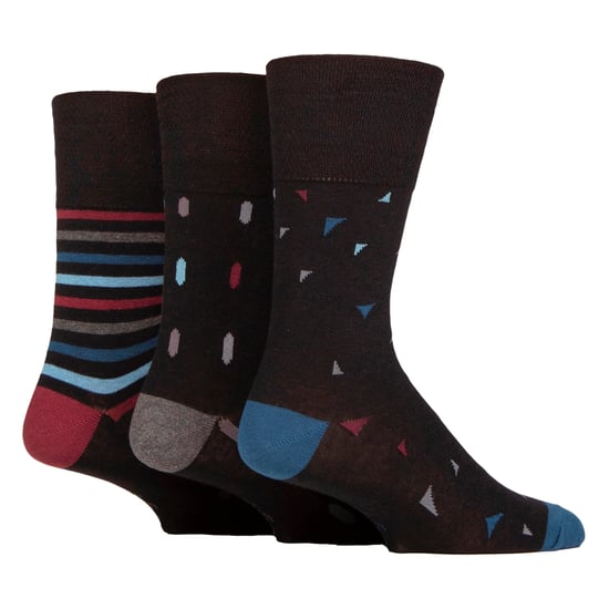 6 Pack Mens Non Elastic Square Patterned Cotton Socks for Poor Circulation - Image 3