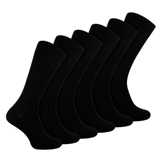 Mens Plain Coloured Cotton Rich Ribbed Dress Socks - Image 1