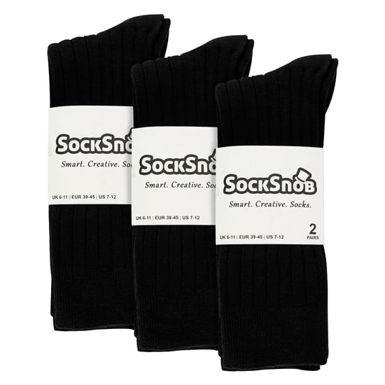 Mens Plain Coloured Cotton Rich Ribbed Dress Socks - Image 2
