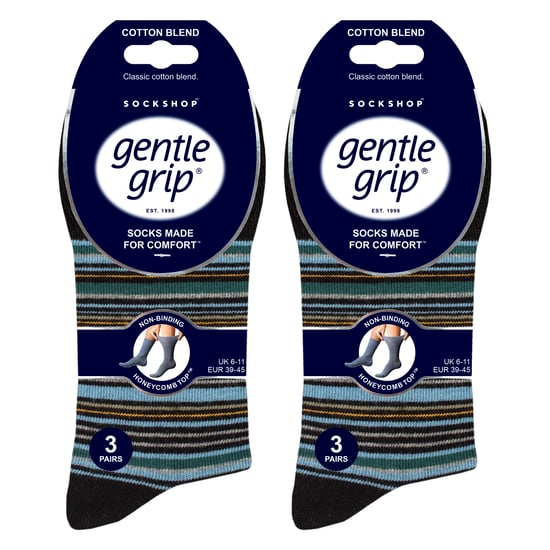 6 Pack Mens Non Elastic Square Patterned Cotton Socks for Poor Circulation - Image 2