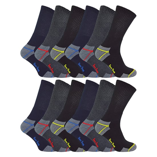 12 Pairs Mens Heavy Duty Cushioned Work Socks for Steel Toe Boots - Image 1