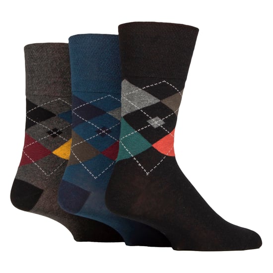 6 Pack Mens Non Elastic Square Patterned Cotton Socks for Poor Circulation - Image 3