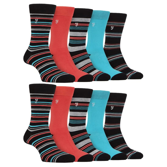 Mens 10 Pair Multi-Pack Bright Bamboo Socks - Image 1
