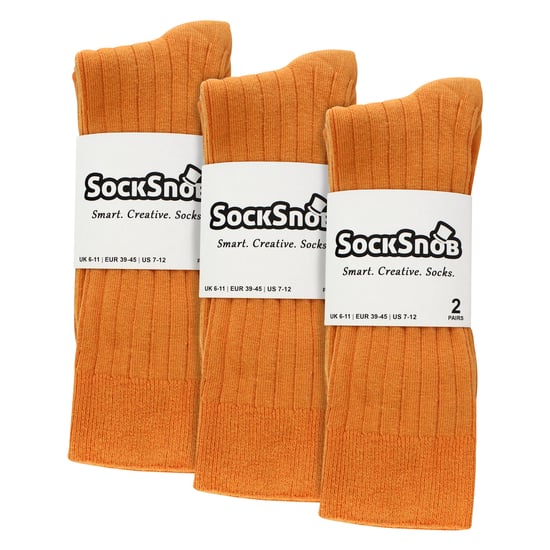 Mens Plain Coloured Cotton Rich Ribbed Dress Socks - Image 2