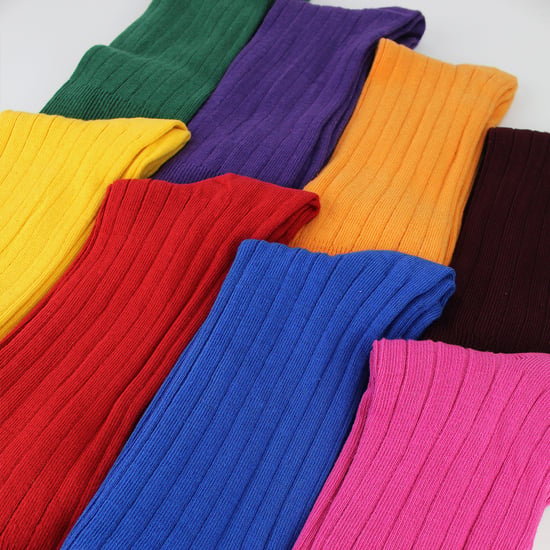 Mens Plain Coloured Cotton Rich Ribbed Dress Socks - Image 4