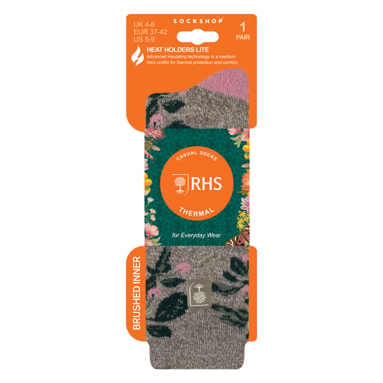 Womens Thermal Socks | Thin Floral Patterned Fleece Socks - Image 2