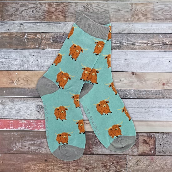 Ladies Highland Cow Socks | Womens Novelty Bamboo Gift Socks For Cow Lovers - Image 4