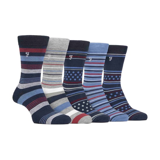 5 Pack Mens Bamboo Bright Striped Patterned Socks - Image 1