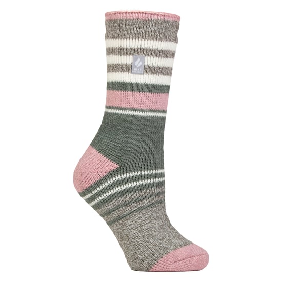 Ladies Winter Varied Stripe Patterned Thermal Socks for Winter - Image 1