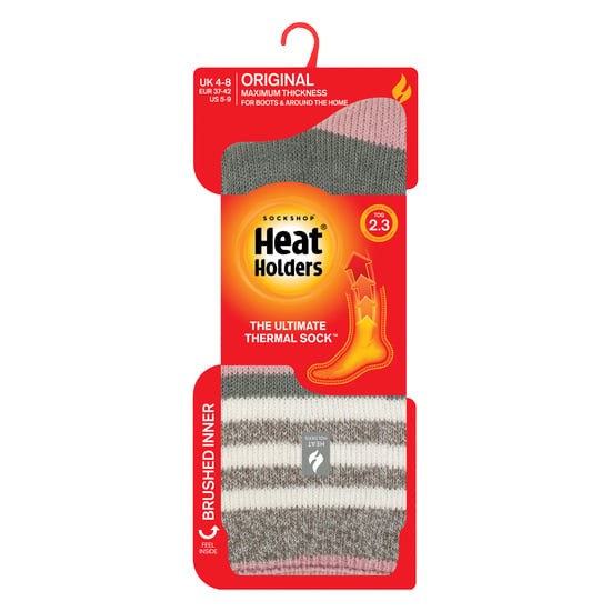 Ladies Winter Varied Stripe Patterned Thermal Socks for Winter - Image 2