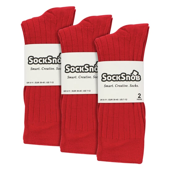 Mens Plain Coloured Cotton Rich Ribbed Dress Socks - Image 2