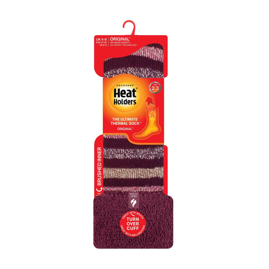 Dames Multikleur Gestreepte Patroon Lange Wellington Boot Thermosokken - Image 2