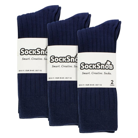 Mens Plain Coloured Cotton Rich Ribbed Dress Socks - Image 2
