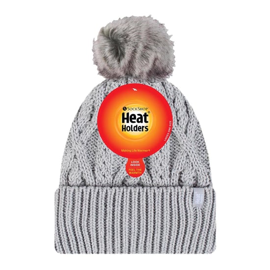 Ladies Stickad Turnover Manschett Pom Pom Beanie Mössa med Bobble - Image 2