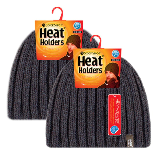 Mens Chunky Soft Winter Ribbed Hat - 2 Pack - Image 2