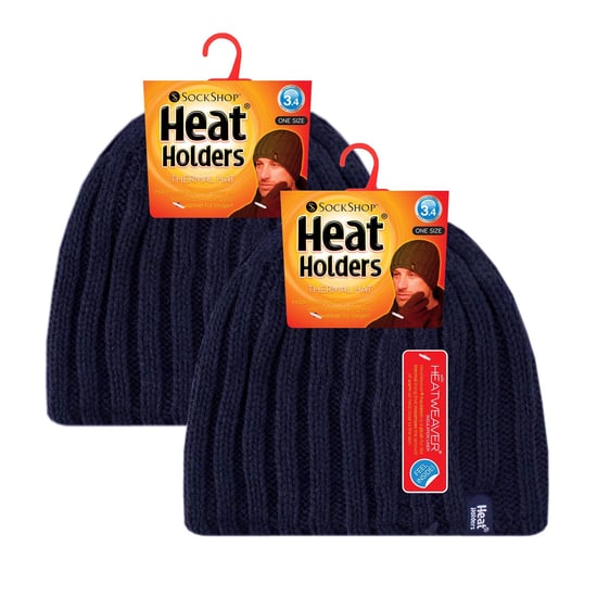 Mens Chunky Soft Winter Ribbed Hat - 2 Pack - Image 2
