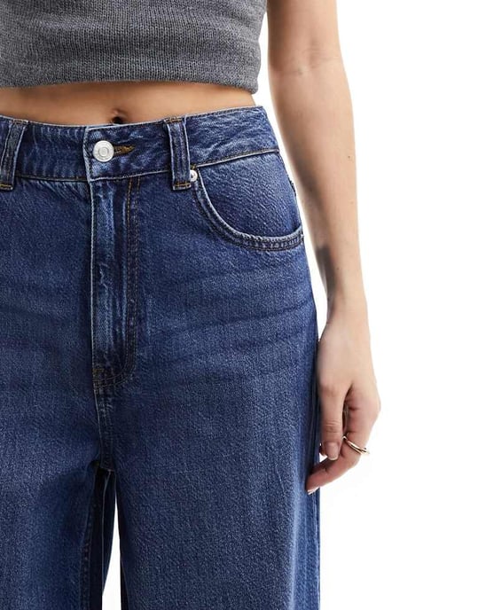 ASOS DESIGN soft wide leg jean in dark mid blue - Image 3