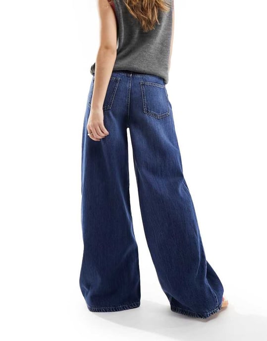 ASOS DESIGN soft wide leg jean in dark mid blue - Image 4