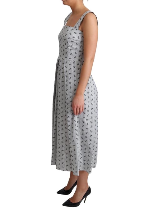Dolce & Gabbana Women's Blue White Floral Cotton A-Line Dress - Image 5