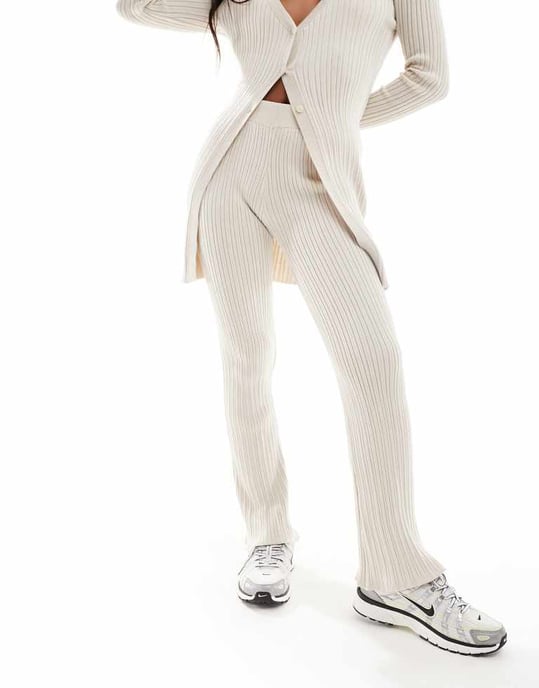 ONLY Petite loose fit knitted trouser co-ord in beige-Neutral - Image 2