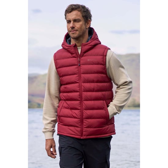 Mountain Warehouse Heren Seizoenen Gewatteerd Gilet met Capuchon (Rood) - Image 1