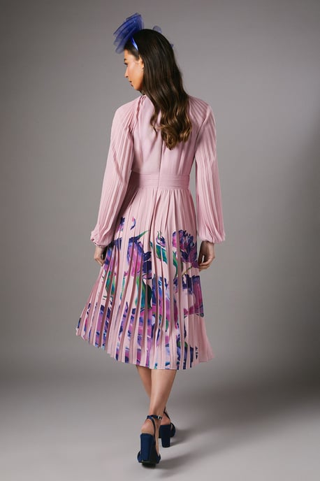Placement Print Pleat Dress - Image 3